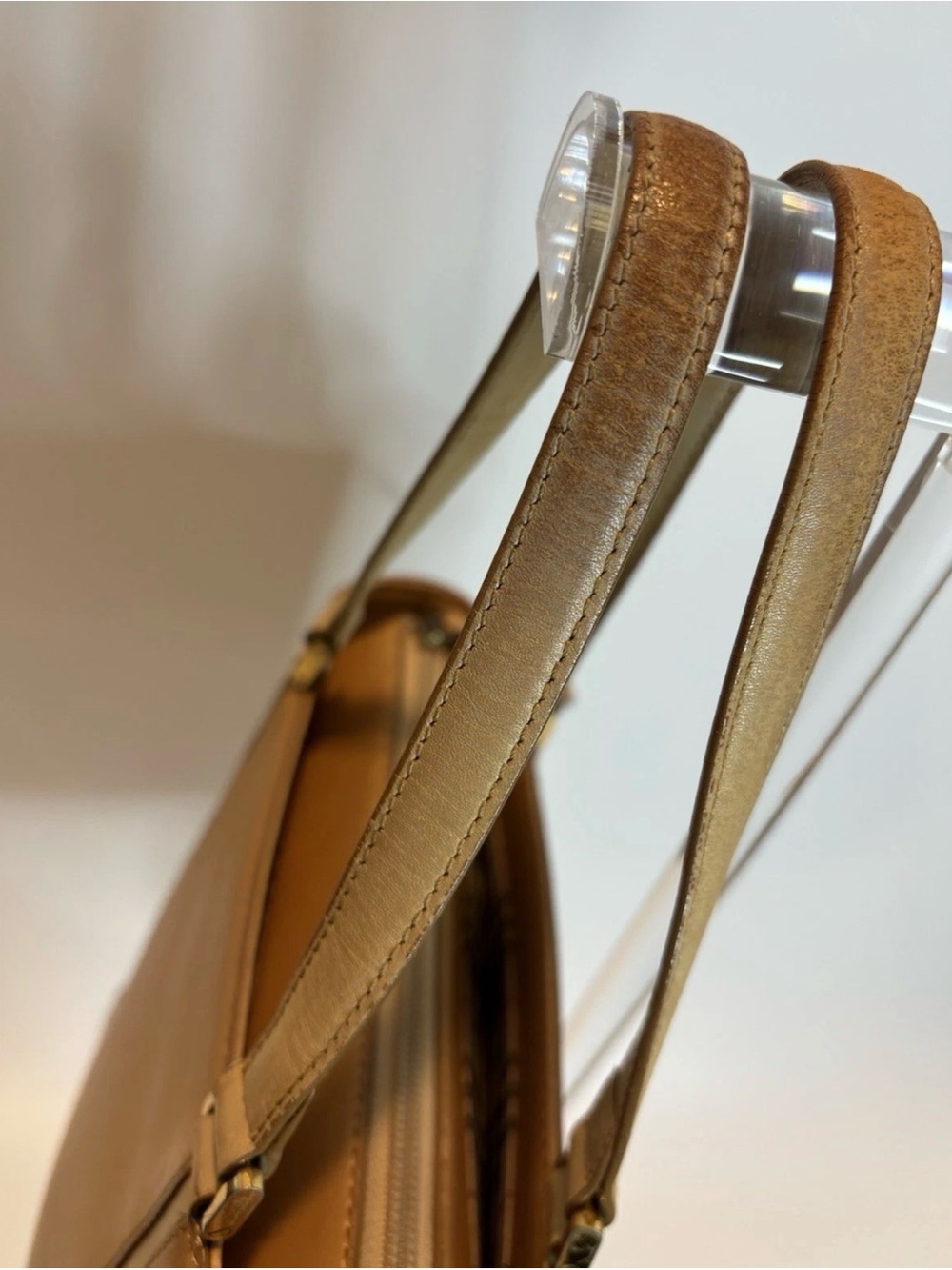 BURBERRY ($999) Classic Light Brown Leather Handbag with Nova Pattern AUTHENTIC - Picture 8 of 15